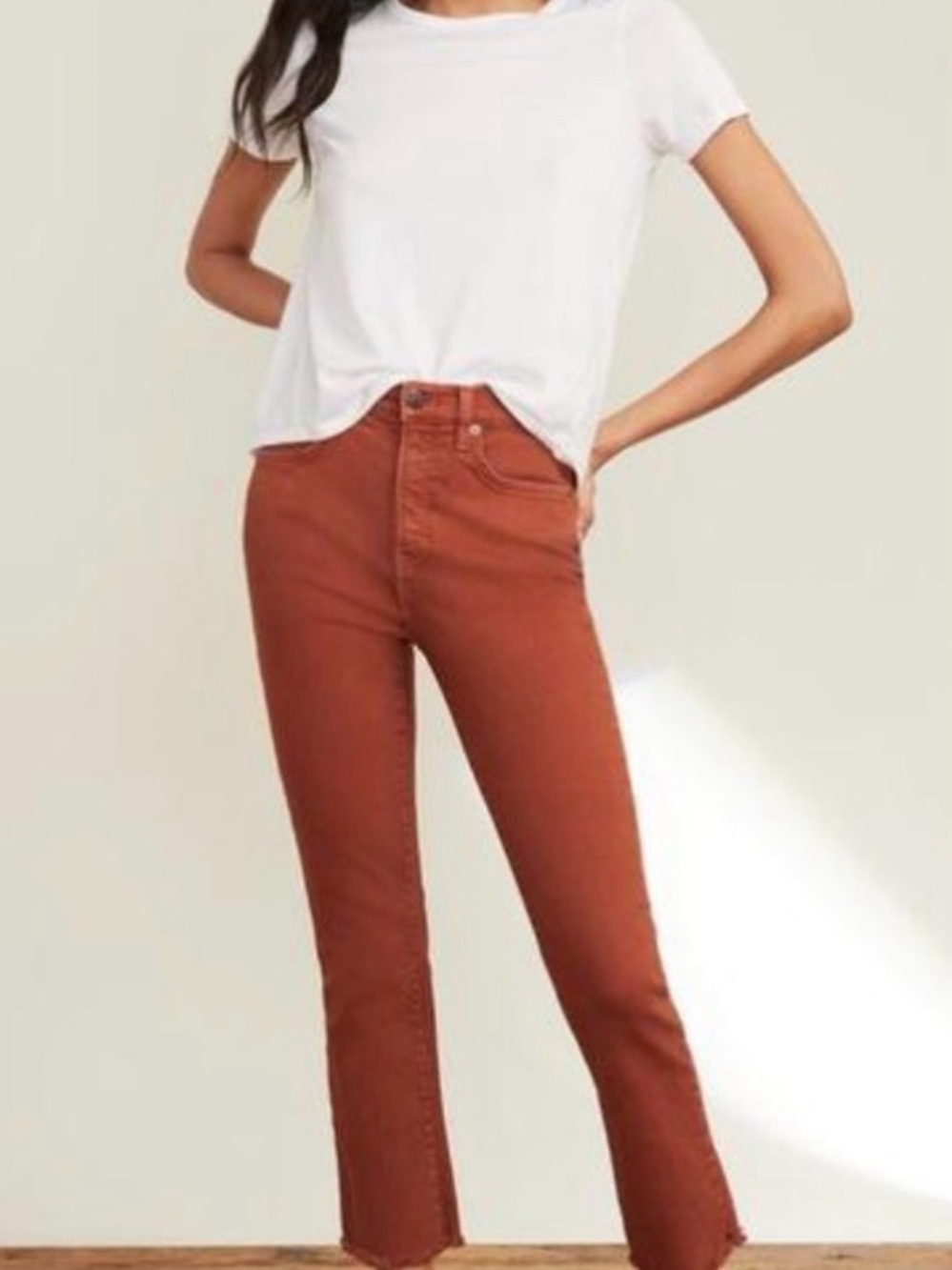 Veronica Beard Woman’s Carly Kick Flare Rust-Colored Jeans